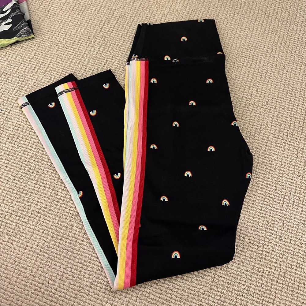 Spiritual Gangster Black Leggings with Rainbow Accents